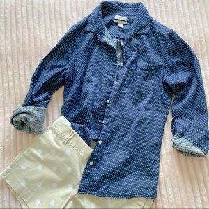 J. Crew polka dot chambray button top